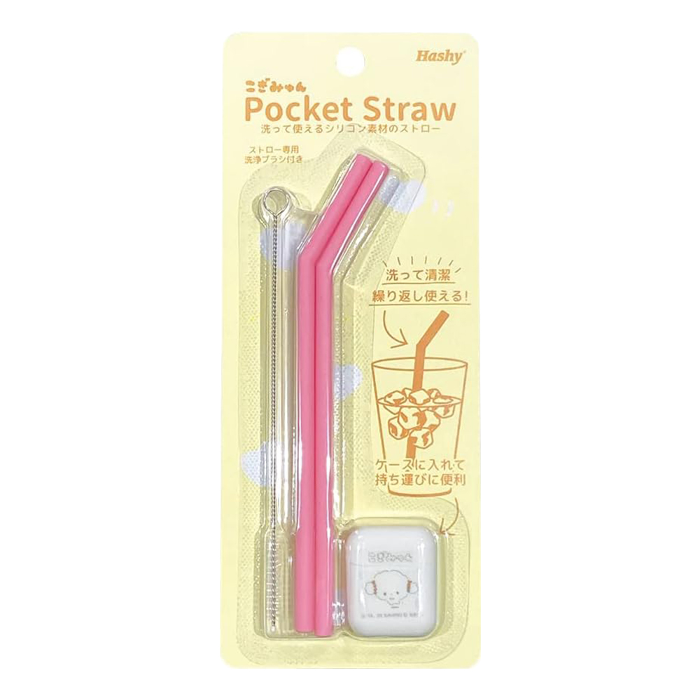 折疊矽膠環保吸管2支入附收納盒&清潔刷-小麥粉精靈示意圖