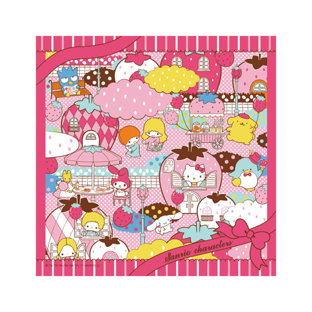卡通手帕-三麗鷗Sanrio(桃粉直條紋底)示意圖