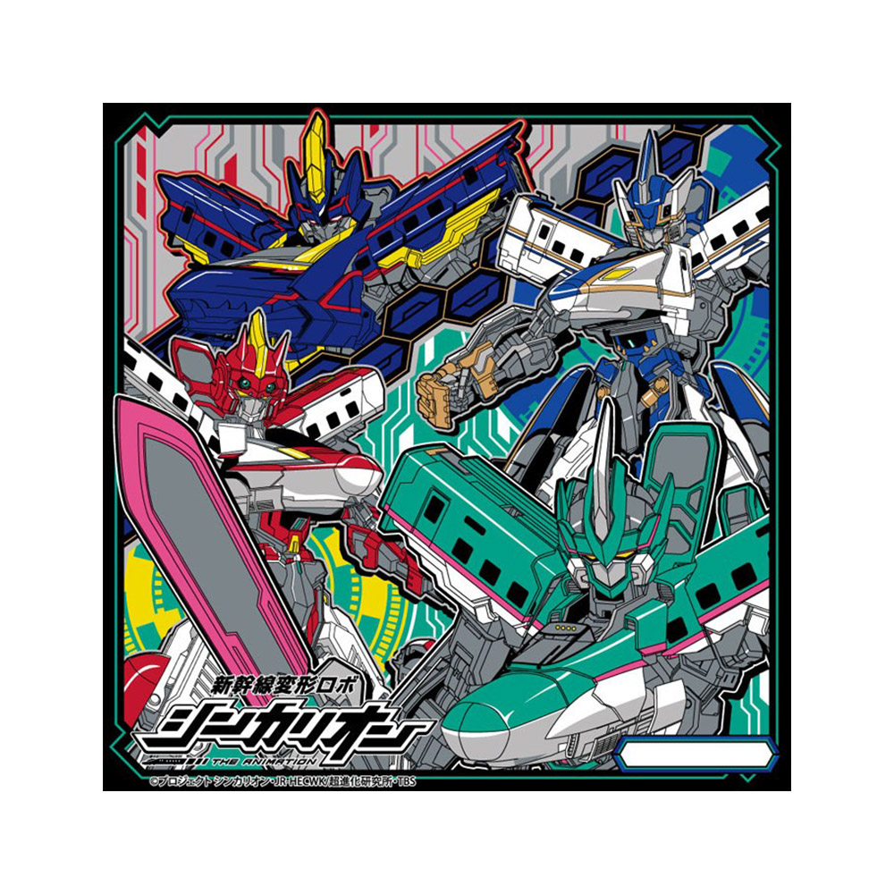 卡通手帕-新幹線變形機器人(綠線黑邊)示意圖