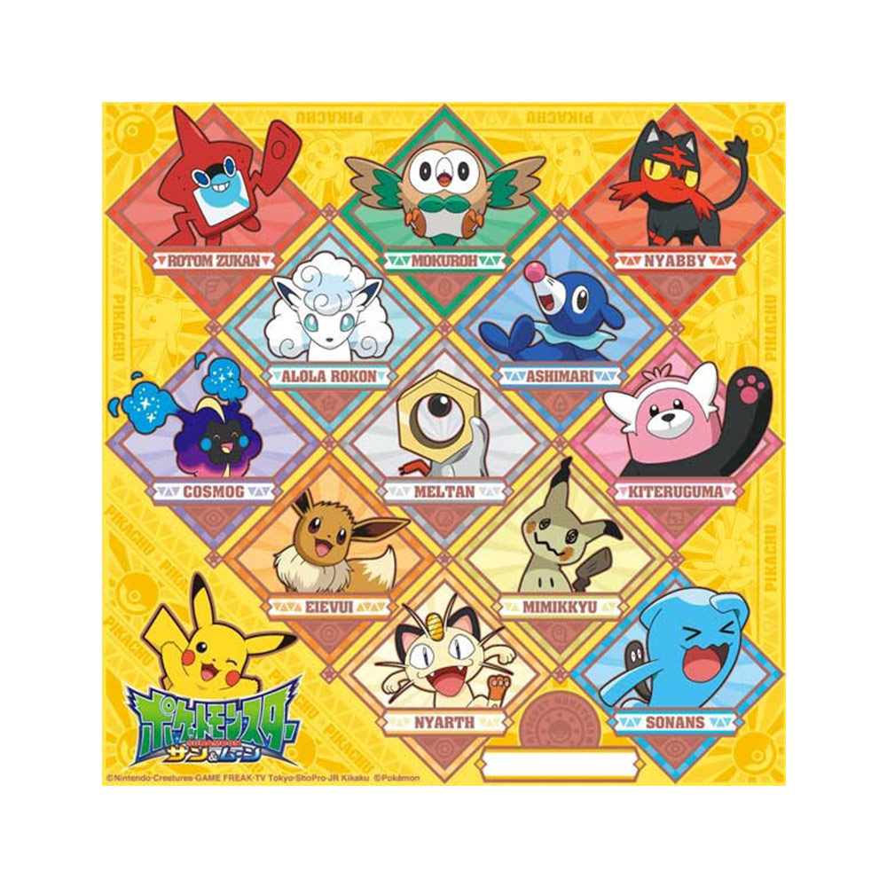 卡通手帕-寶可夢皮卡丘(太陽&月亮／黃色)示意圖