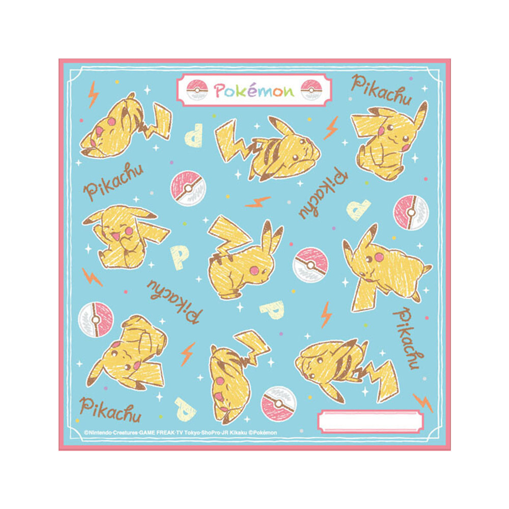 卡通手帕-皮卡丘(蠟筆風／藍色)示意圖