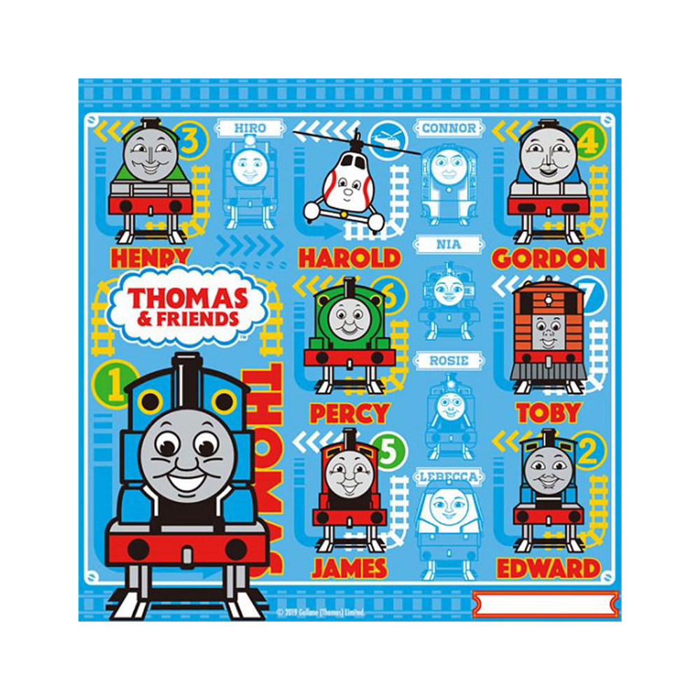 卡通手帕-湯瑪士小火車(藍底圖鑑)示意圖