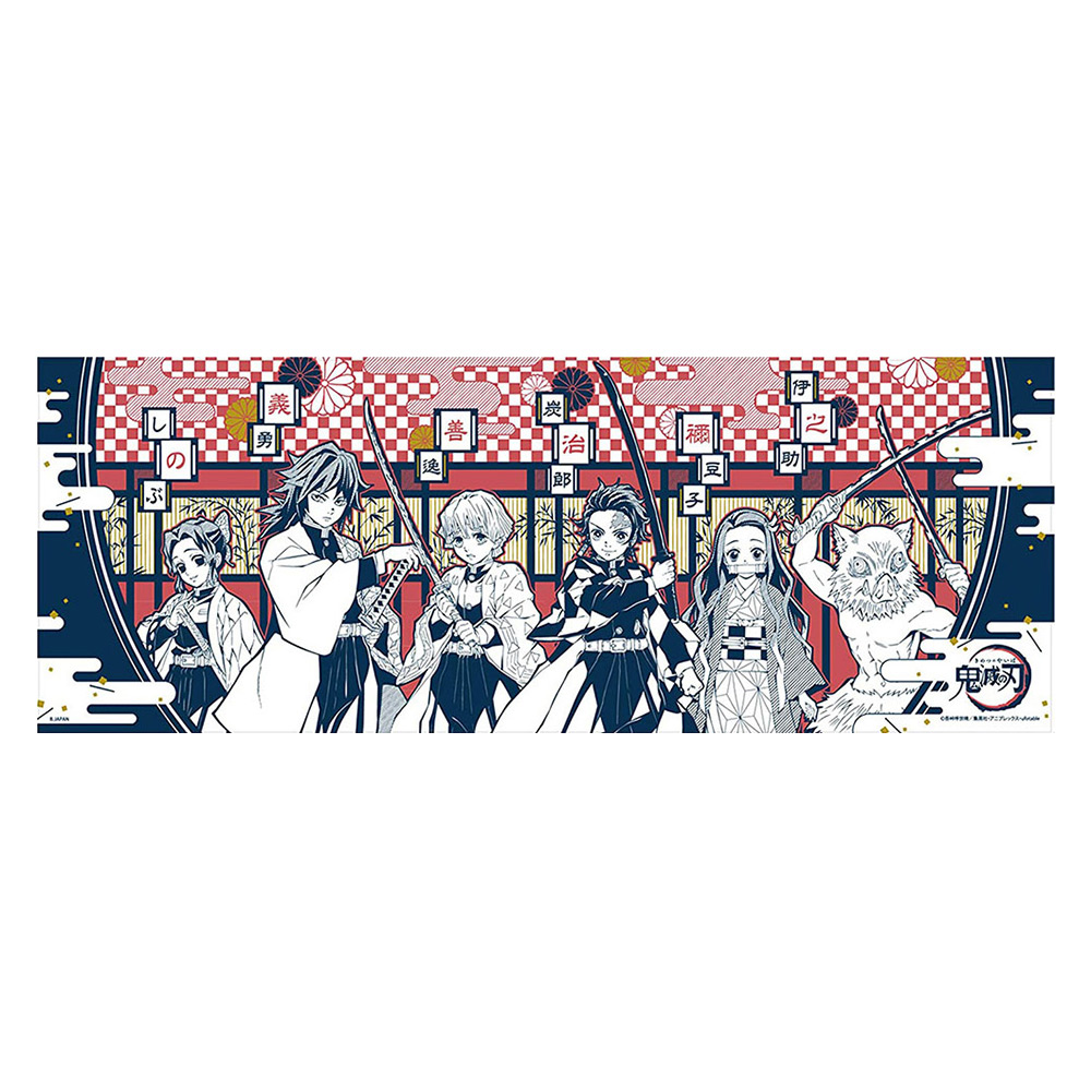 卡通手拭巾-鬼滅之刃(格紋底)示意圖