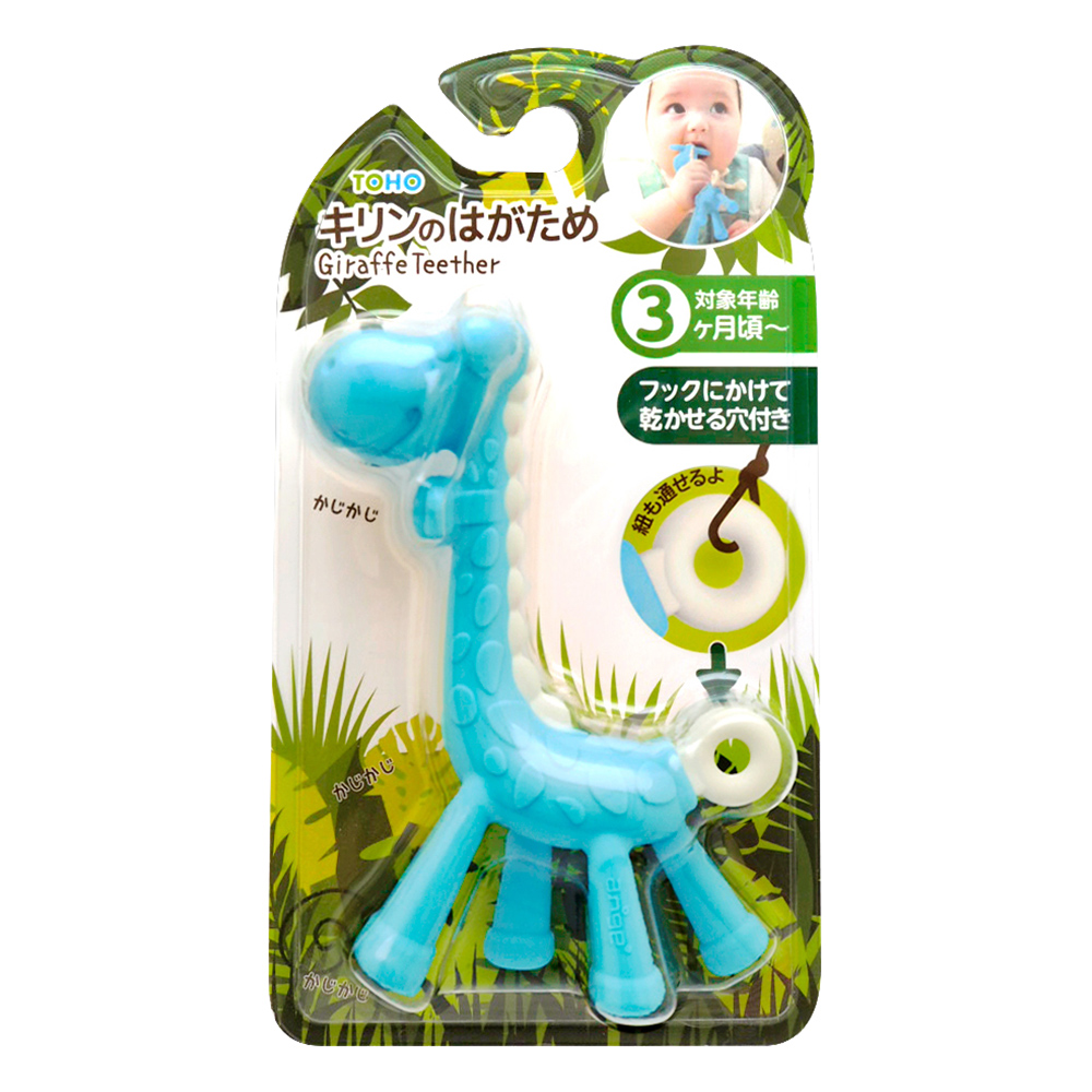 EDISON嬰幼兒趣味長頸鹿潔牙器-藍示意圖