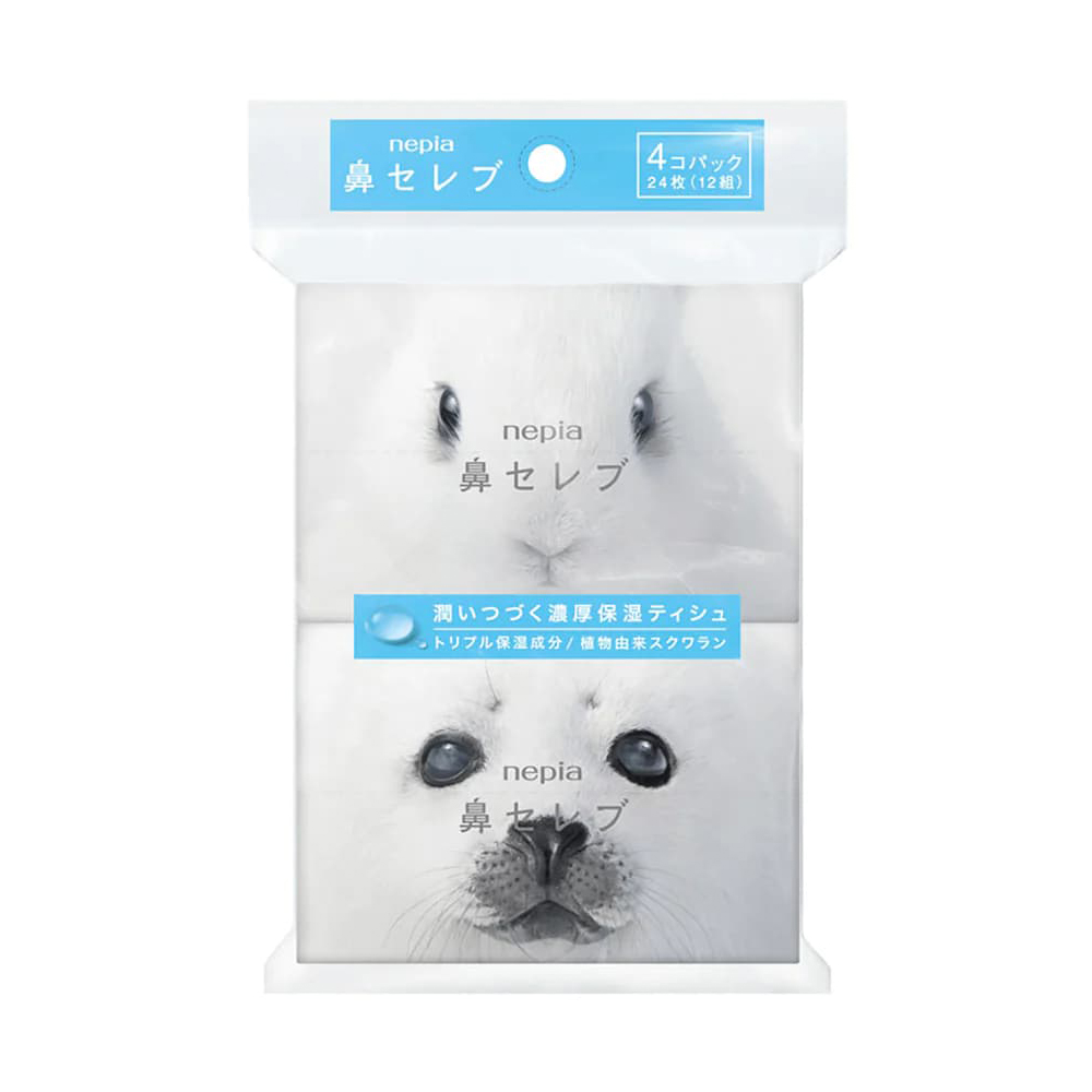 Nepia 鼻部超柔保濕隨身面紙(12抽/4入1組) 隨機包裝示意圖