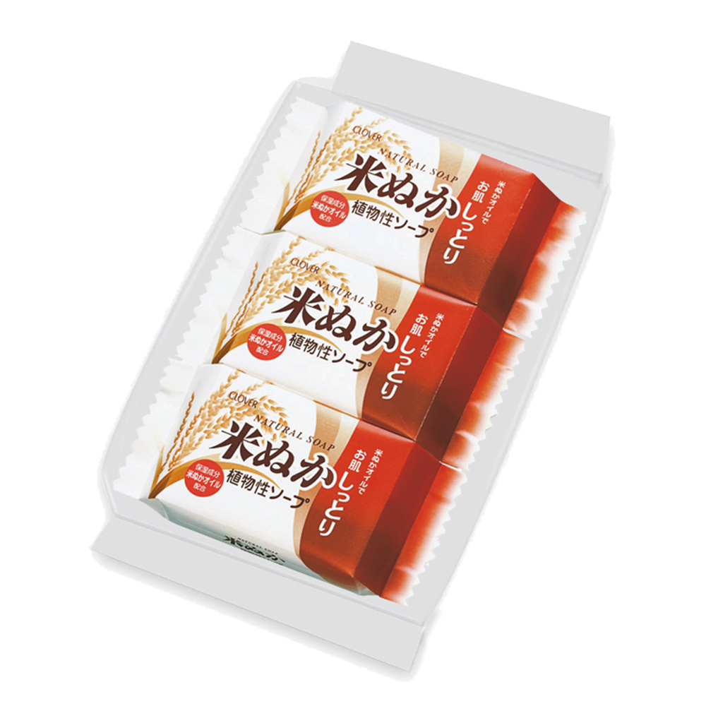 CLOVER 天然植物性米糠香皂80g x 3入示意圖