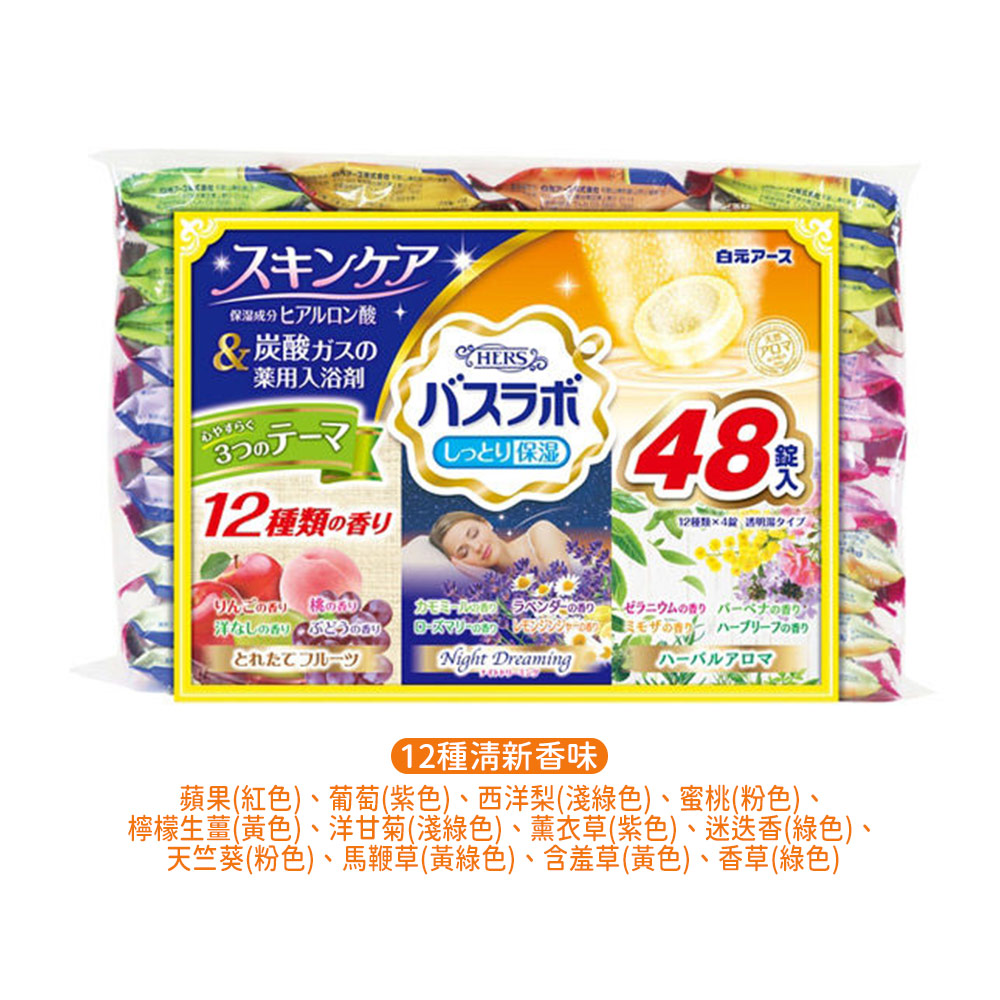 HERS保濕炭酸入浴劑45g×48錠入(12種清新香味)示意圖