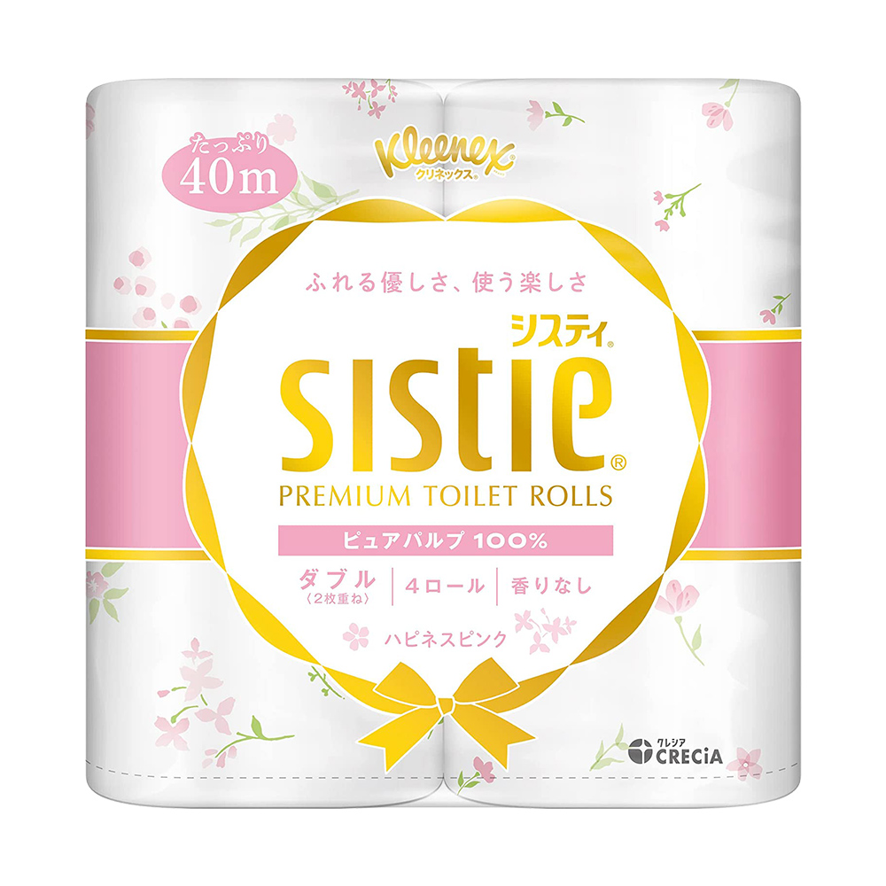 日本製紙 Crecia雙層滾筒衛生紙(粉色/4捲1袋)示意圖