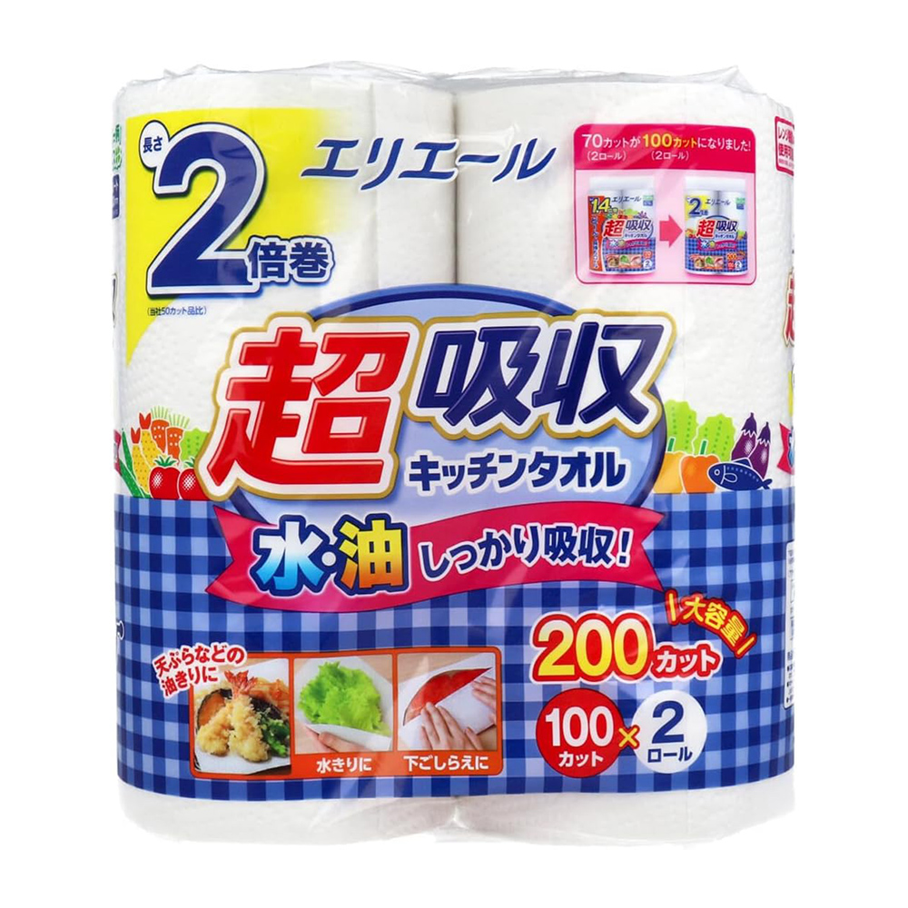 大王製紙elleair超吸收強韌捲筒廚房紙巾(100抽/2入)示意圖