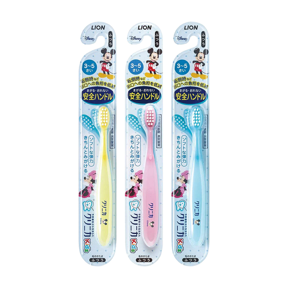 LION米奇&米妮彈力幼兒牙刷(3~5歲／普通毛／合色)示意圖