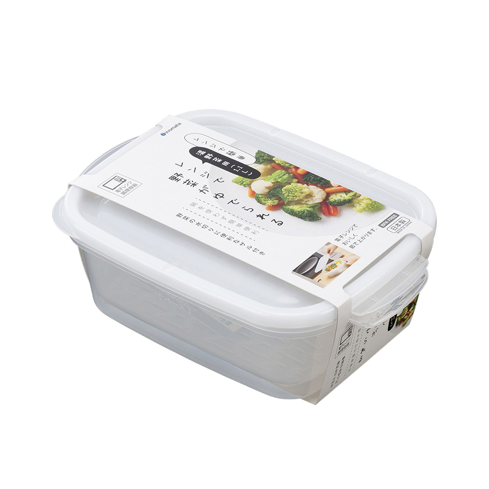 inomata微波蔬菜蒸盒-透明白1.1L示意圖