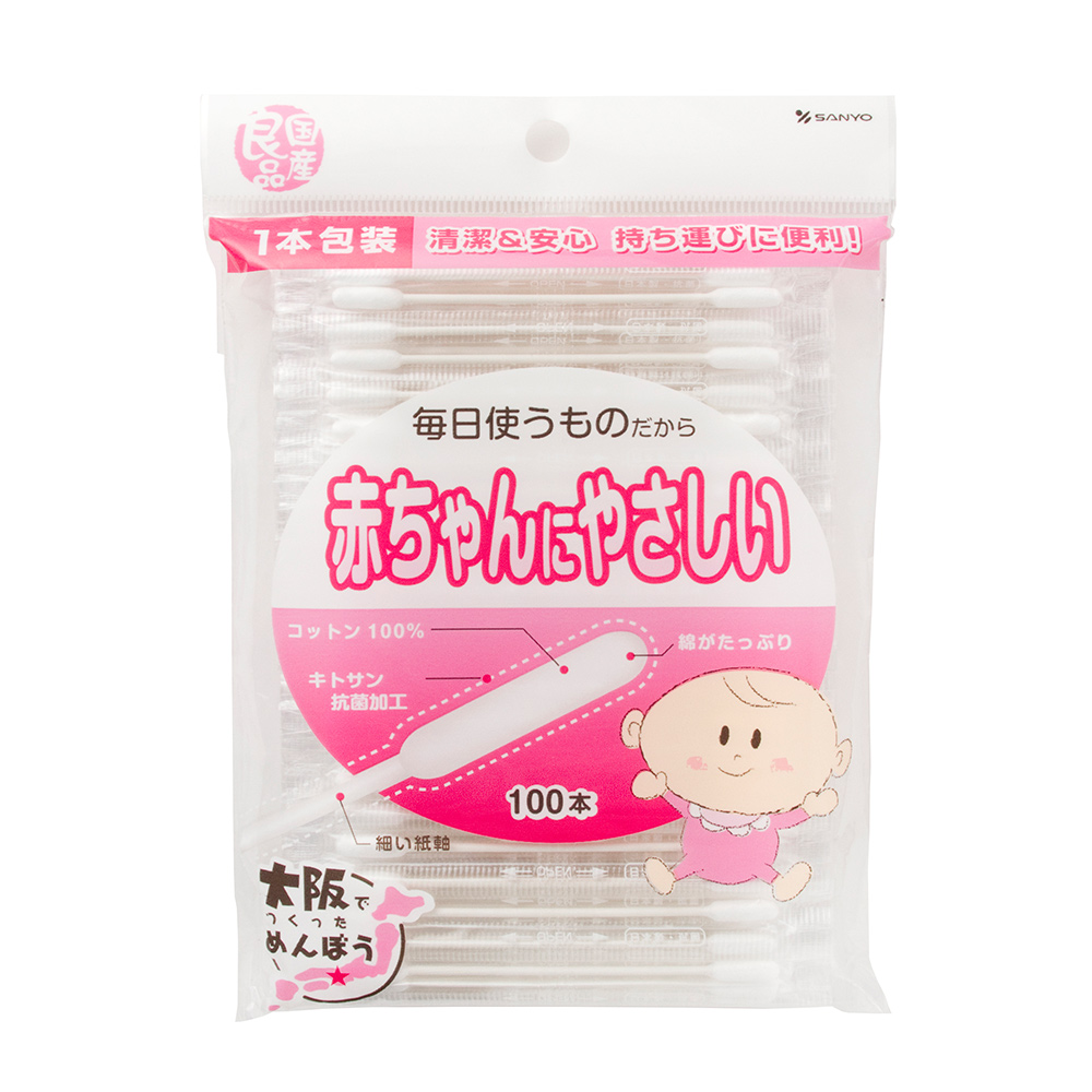 嬰幼兒用棉花棒100支入(袋裝)示意圖