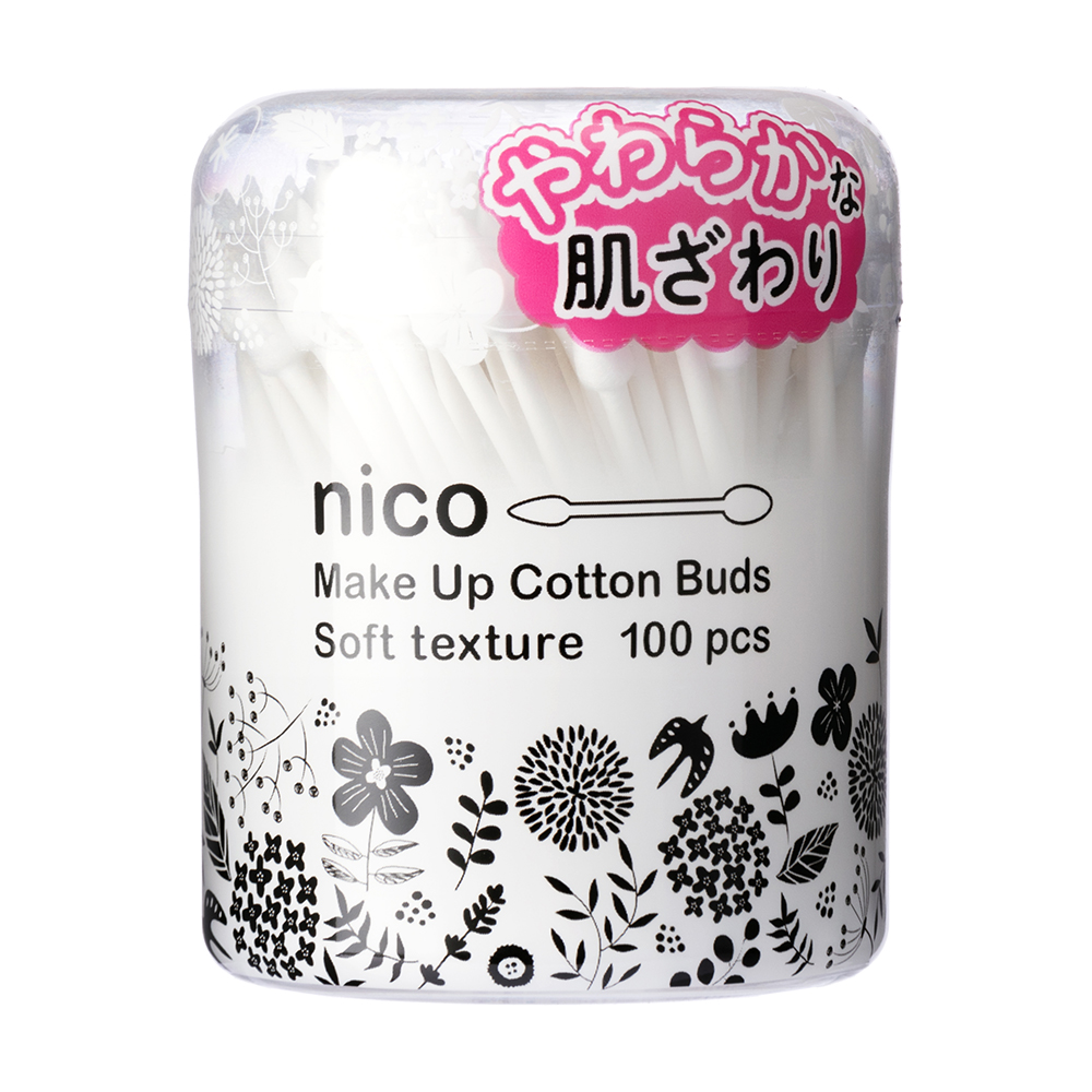 nicoSoft化妝專用棉花棒(大頭白)100支入示意圖