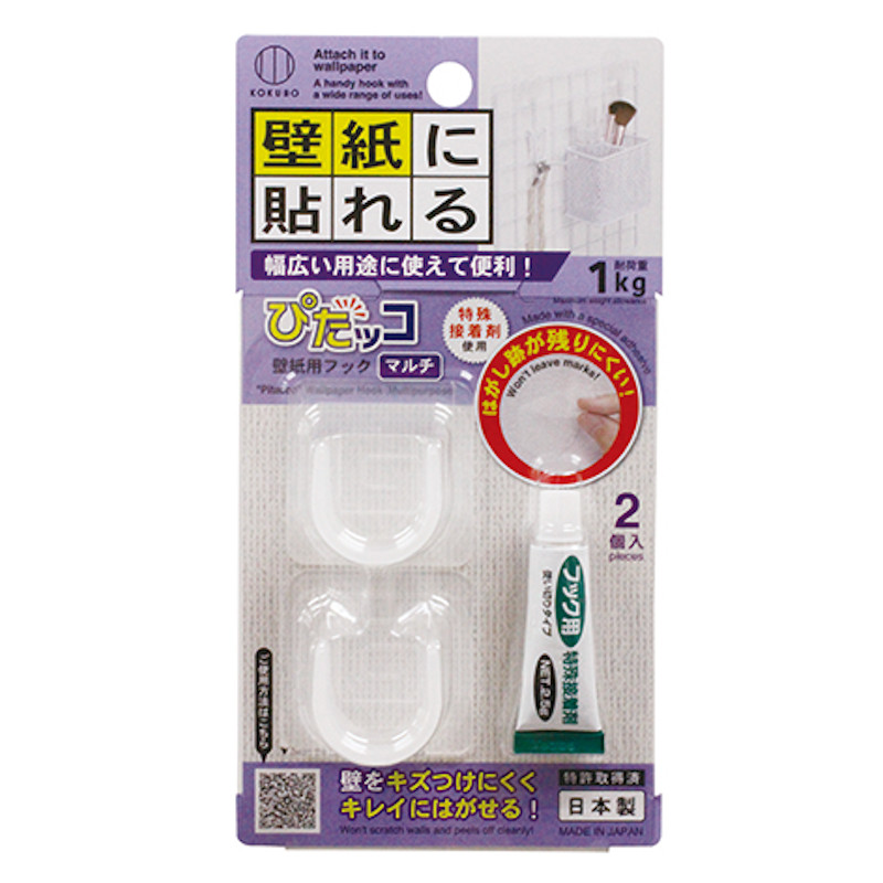 壁紙用透明黏貼掛勾2入示意圖