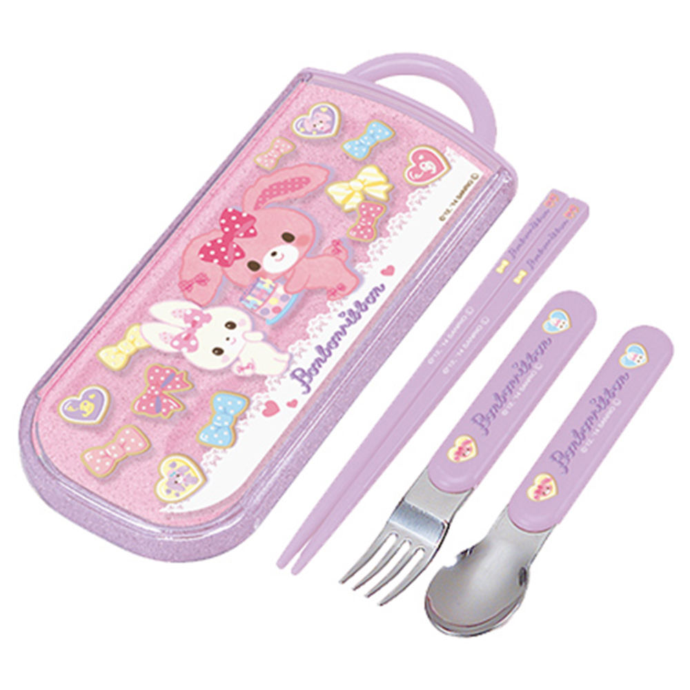 兒童便利筷匙叉餐具組(卡通兔)示意圖