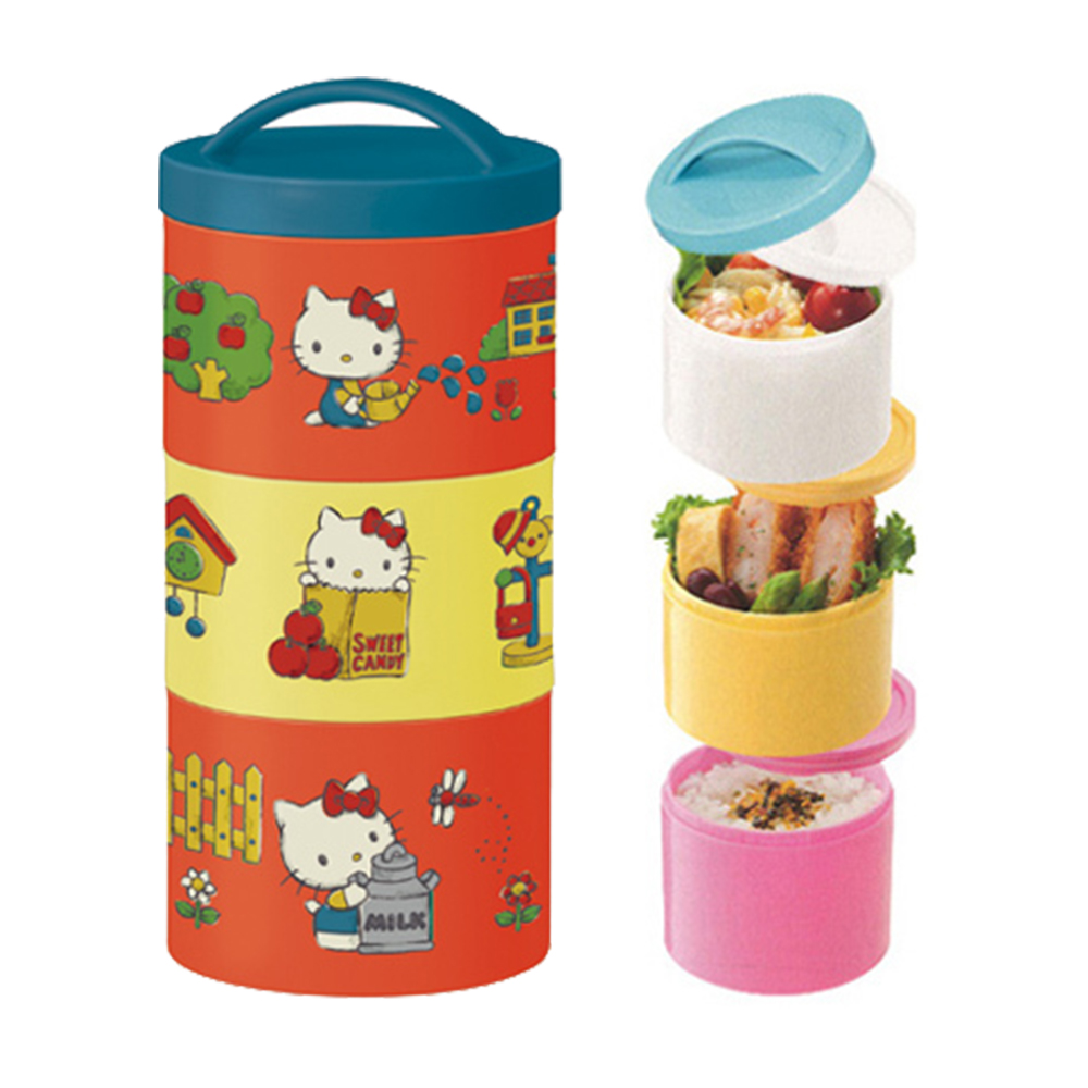 時尚三層便當盒(HelloKitty)示意圖