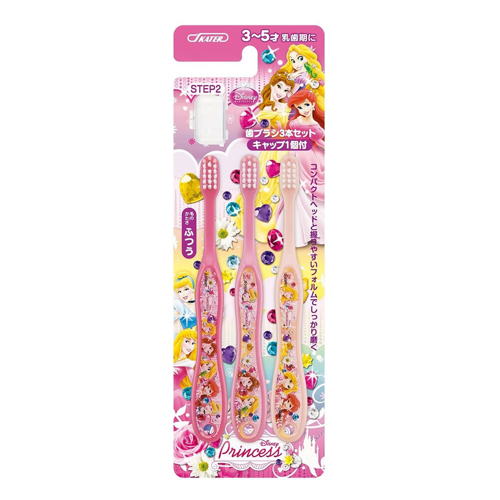 幼兒牙刷迪士尼公主3支入附刷毛蓋(3~5歲/普通毛)示意圖