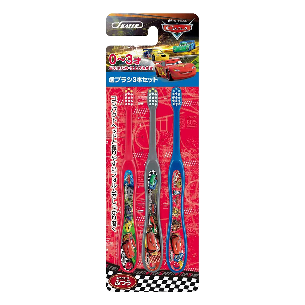 嬰幼兒牙刷汽車總動員3支入(0~3歲/普通毛)示意圖