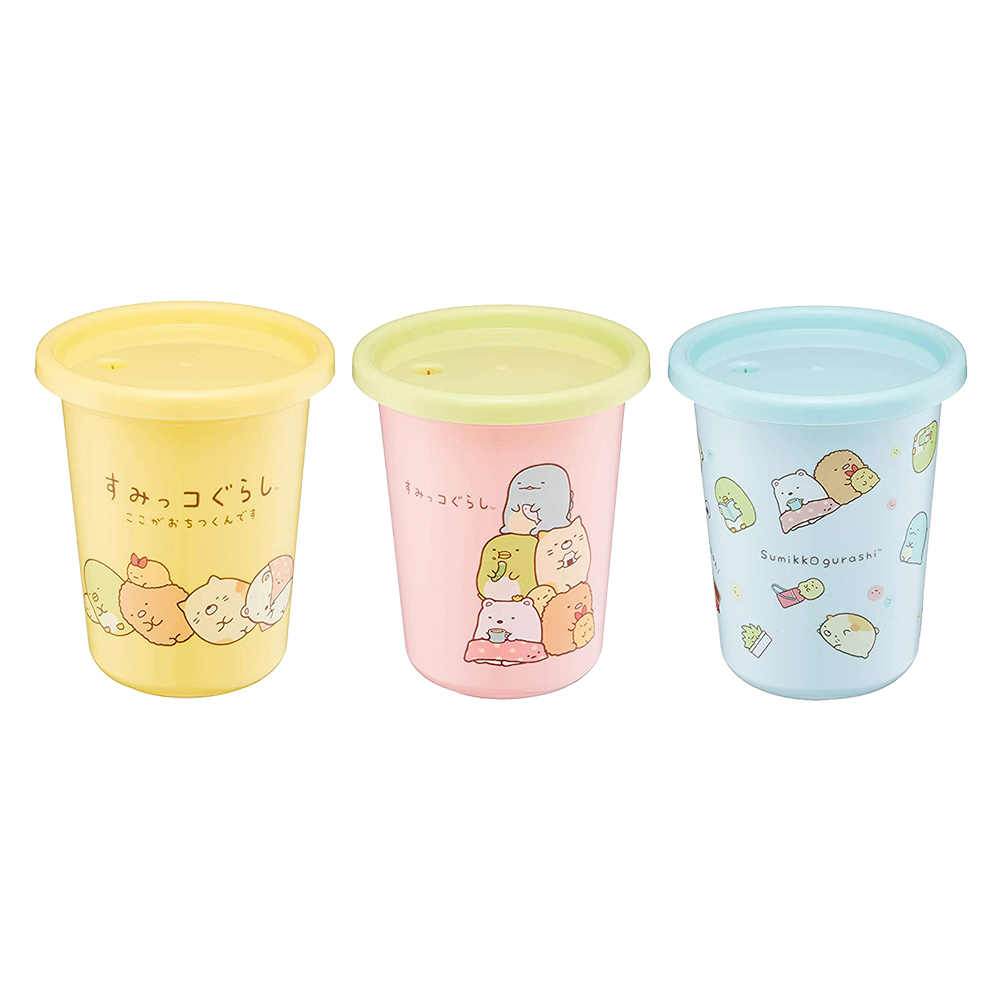 塑膠吸管杯附蓋3入組320ml(角落生物)示意圖