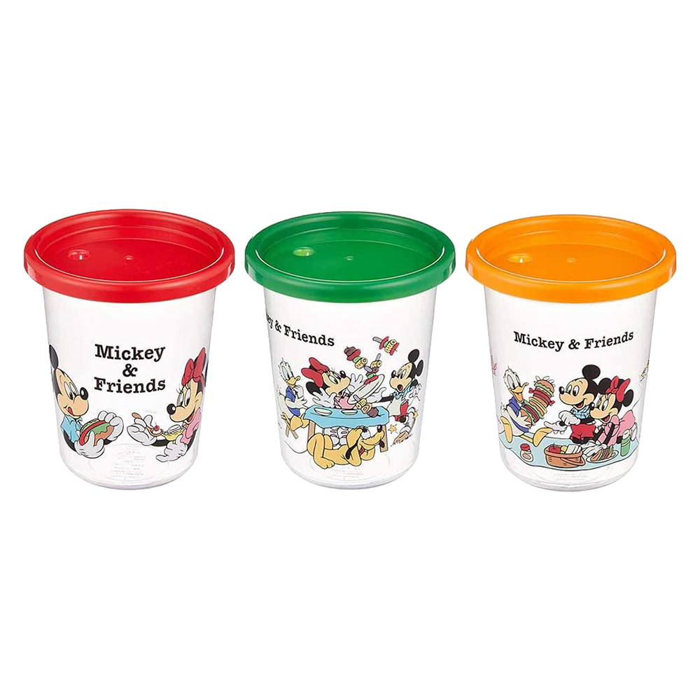 塑膠吸管杯附蓋3入組320ml(米奇&朋友們/野餐)示意圖