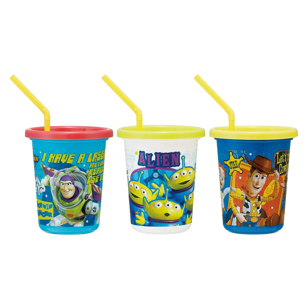 塑膠吸管杯附蓋3入組320ml(玩具總動員)示意圖