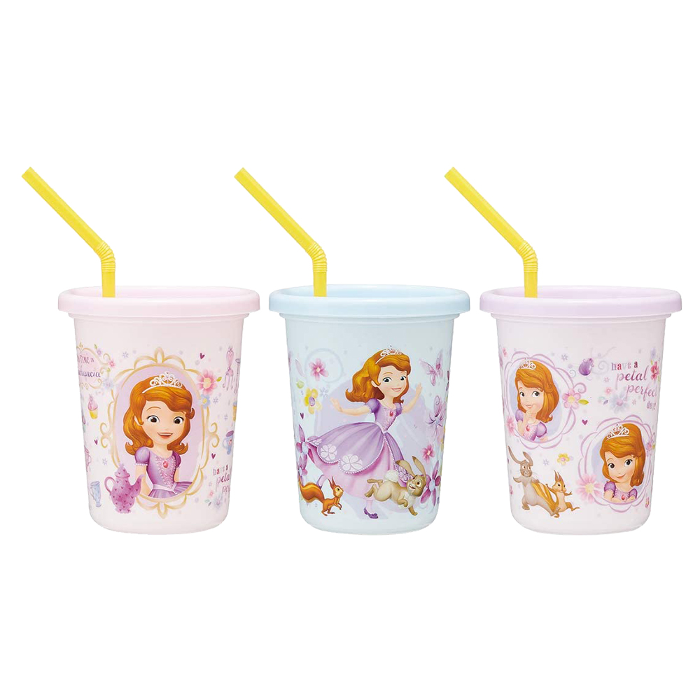 塑膠吸管杯附蓋3入組320ml(小公主蘇菲亞)示意圖