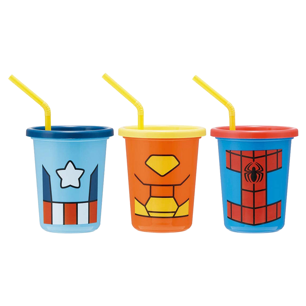 塑膠吸管杯附蓋3入組320ml(漫威/服裝)示意圖