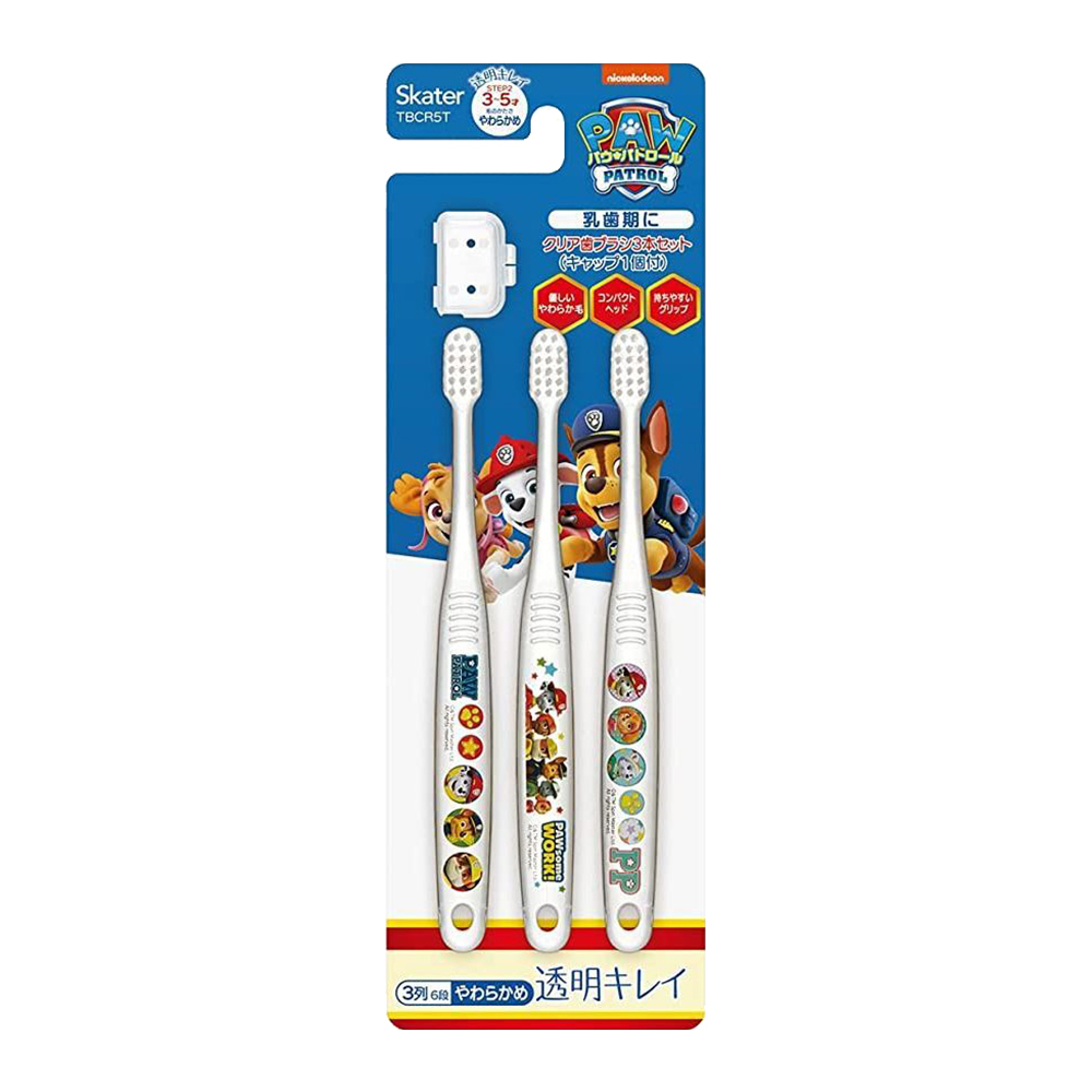 幼兒水晶牙刷汪汪隊立大功3支入附刷毛蓋(3~5歲/軟毛)示意圖