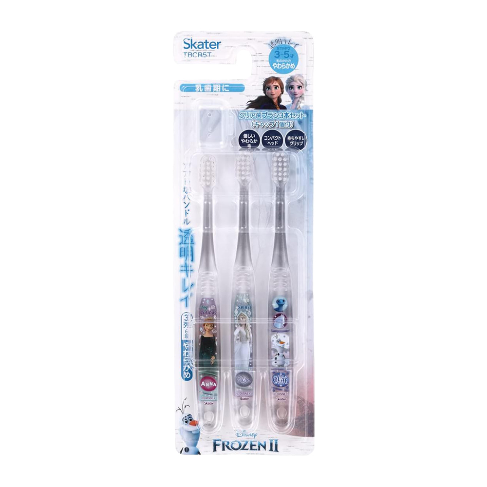 SKATER幼兒水晶牙刷冰雪奇緣3支入附刷毛蓋TBCR5T(3~5歲/軟毛)示意圖
