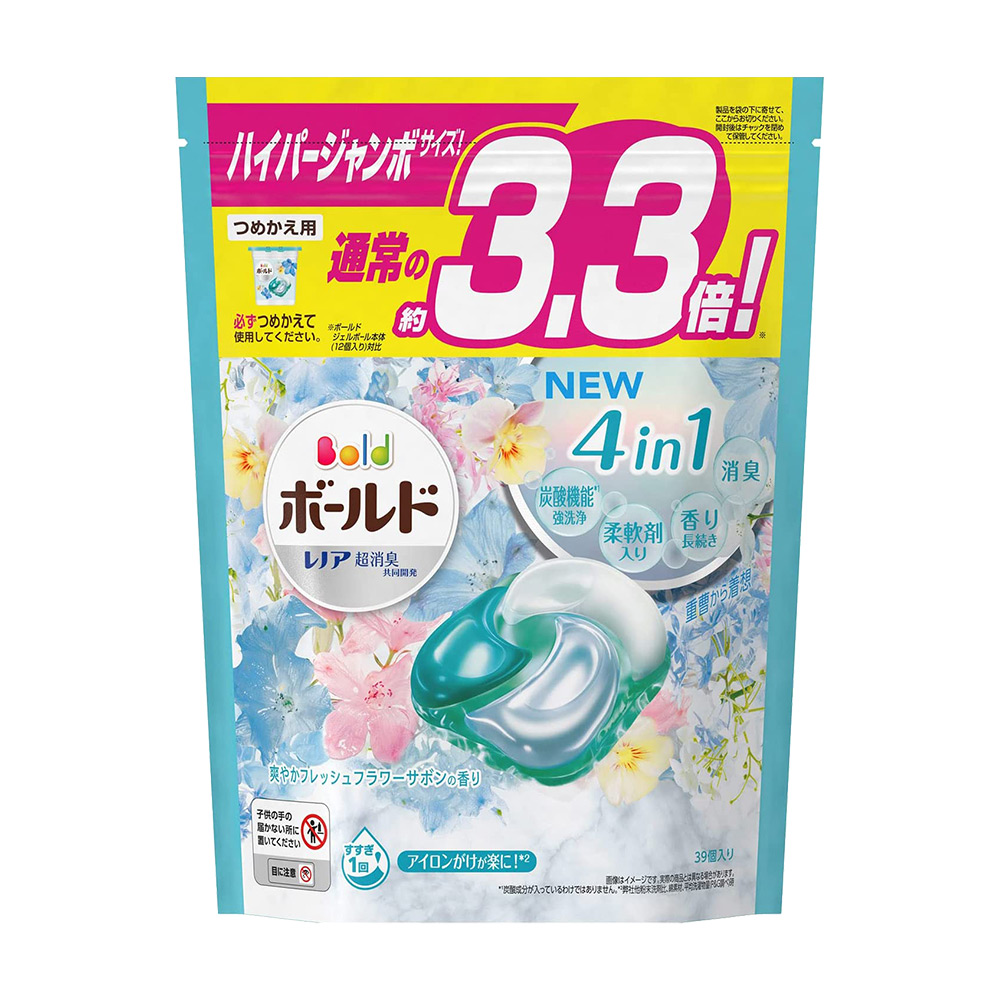洗衣4D威力球補充包(柔軟精添加型/清爽粉藍/39入)737g示意圖