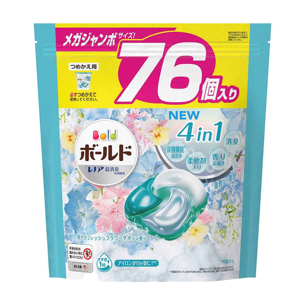 洗衣4D威力球補充包(柔軟精添加型/清爽粉藍/76入)1.43kg示意圖