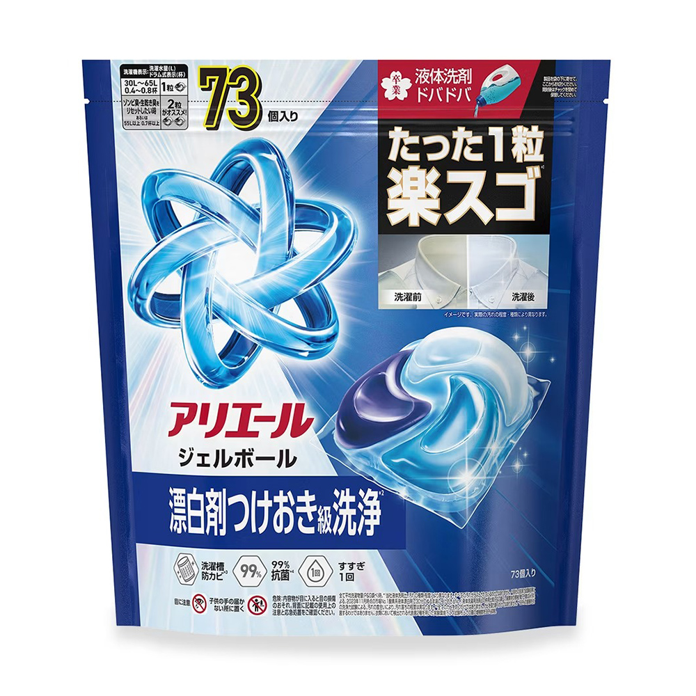 P&G洗衣抗菌PRO威力球補充包(極淨型/清香藍/73入)示意圖