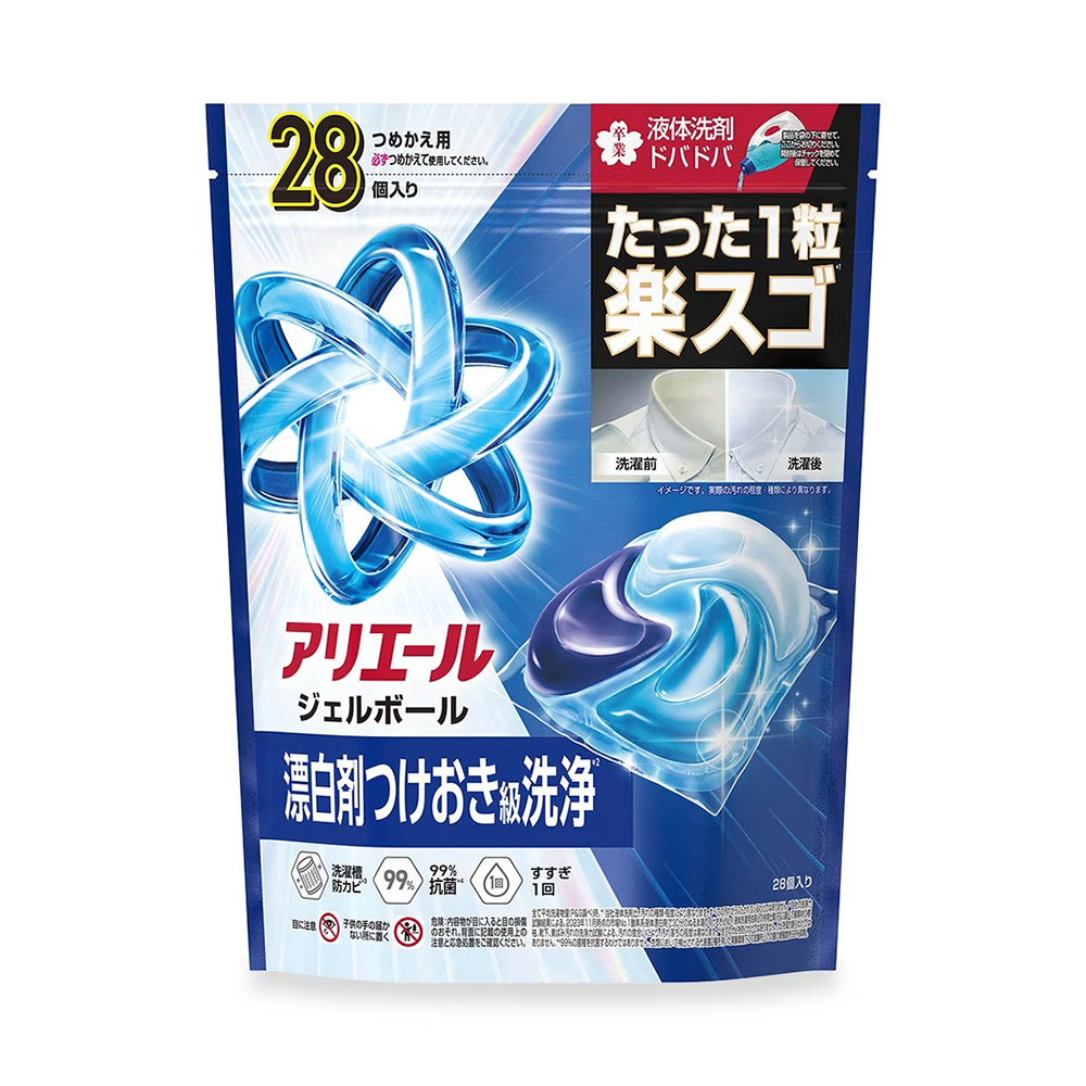P&G洗衣抗菌PRO威力球補充包(極淨型/清香藍/28入)示意圖