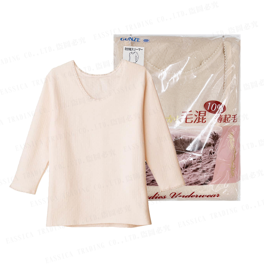 郡是女羊毛8分袖衣10%薄起毛(膚)示意圖