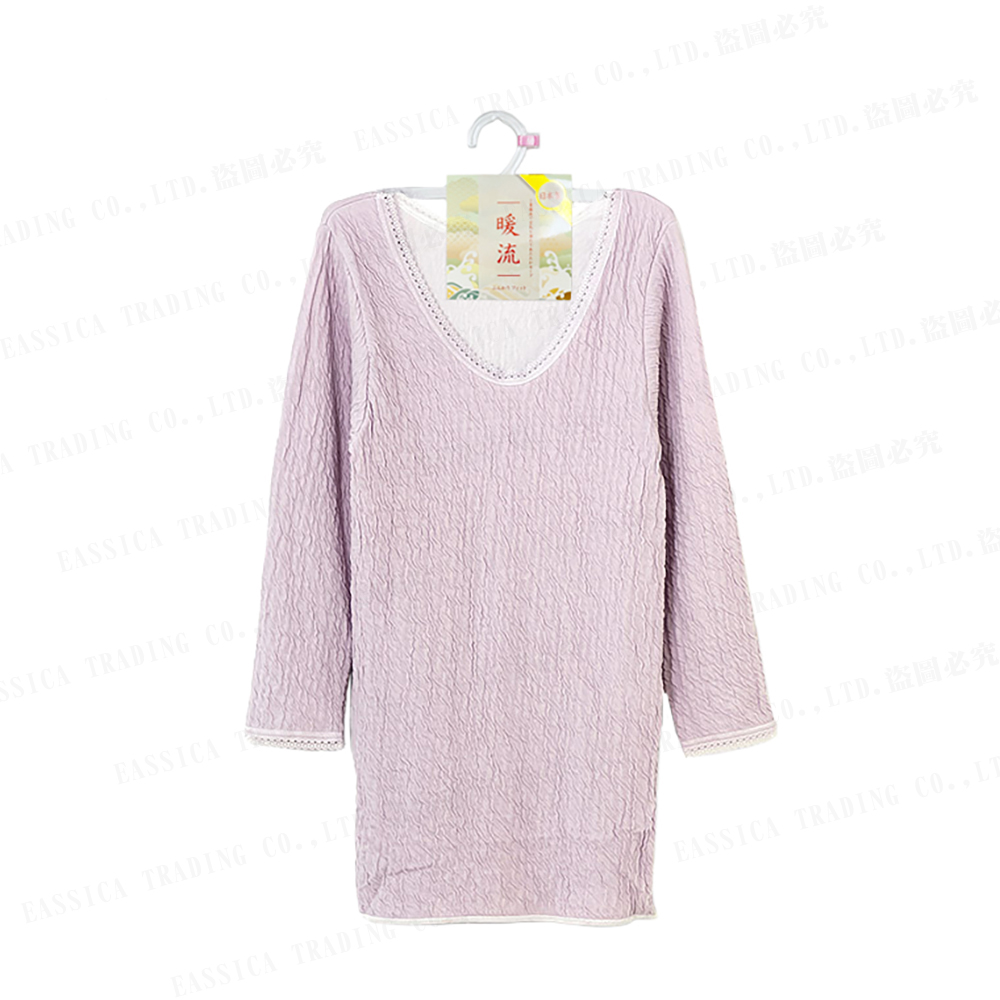 暖流波浪紋8分袖衣(紫)示意圖