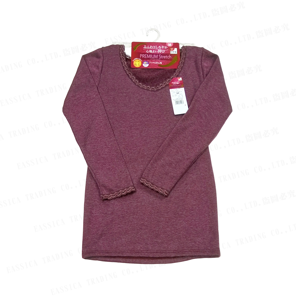 郡是女保暖起毛防靜電8分袖(紅)示意圖