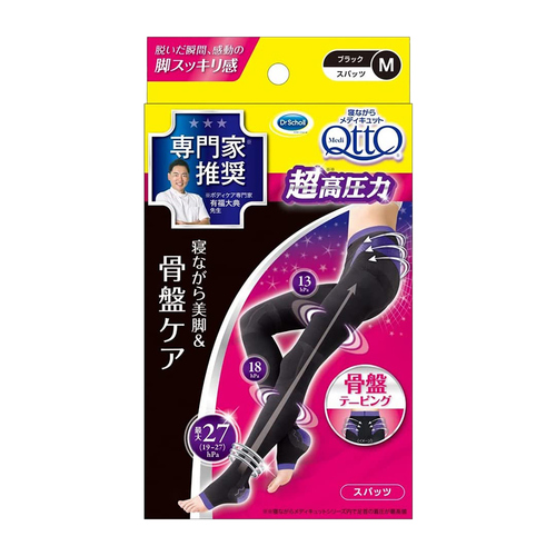 睡眠專用骨盆提臀機能美腿襪M(加強型／腳跟褲襪型)示意圖