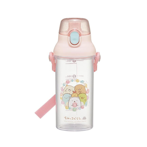 兒童直飲式透明冷水壺480ml(角落生物-粉紅色蓋)示意圖