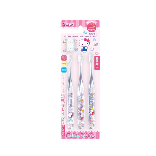 幼兒水晶牙刷Hello Kitty3支入附刷毛蓋TBCR5T(3~5歲/軟毛)示意圖