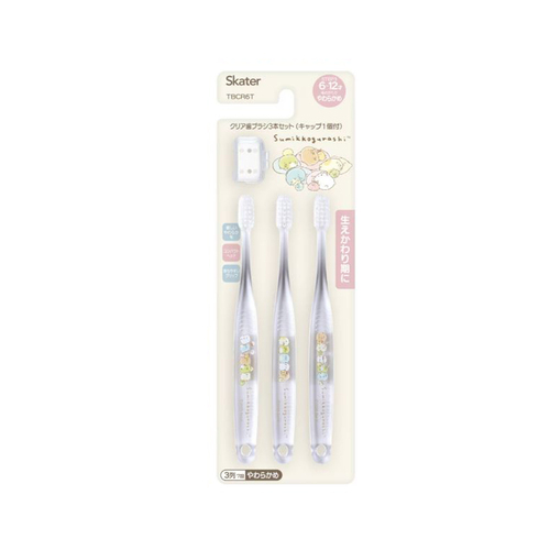 兒童水晶牙刷角落生物3支入附刷毛蓋TBCR6T(6~12歲/軟毛)示意圖