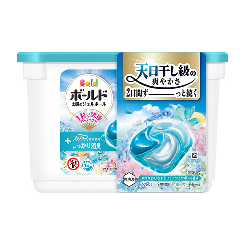 P&G洗衣4D威力球盒裝(柔軟精添加型/清爽粉藍/14入)示意圖