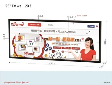 55吋窄邊框觸控電視牆示意圖