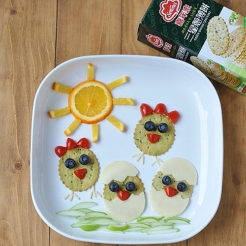 三星蔥薄餅之下課後的點心：小雞開學去示意圖