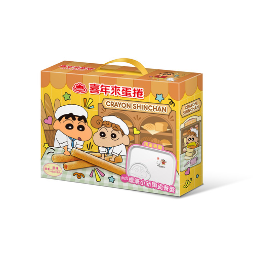 蠟筆小新 蛋捲禮盒<br>陶瓷餐盤<br>192g (4支x3包入)示意圖