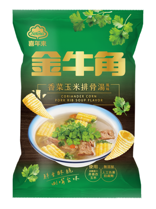 金牛角（コーンスナック）パクチー入りコーンポークリブスープ風味示意圖