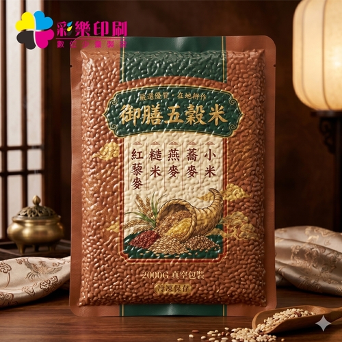 4KG全彩三面封真空包裝袋-少量印製｜真空米袋｜食品真空包裝袋｜示意圖