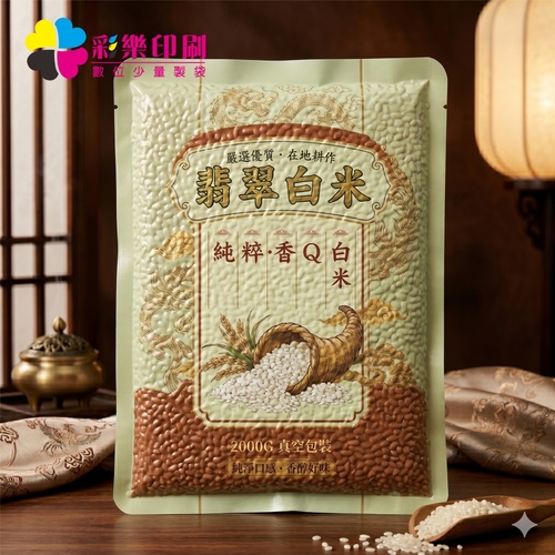 6KG全彩三面封真空包裝袋-少量印製｜真空米袋｜食品真空包裝袋｜冷凍產品包裝袋｜示意圖