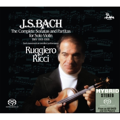 巴哈：無伴奏小提琴奏鳴曲與組曲  ( 雙層 SACD x 2 )<br>小提琴：黎奇<br>Bach: The Complete Sonata & Partitas for Solo Violin, BWV1001-1006<br>Ruggiero Ricci示意圖